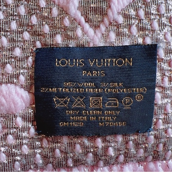 NEW ! LOUIS VUITTON Pink Logomania scarf jacquard silk wool shine  Authentic - Picture 2 of 5